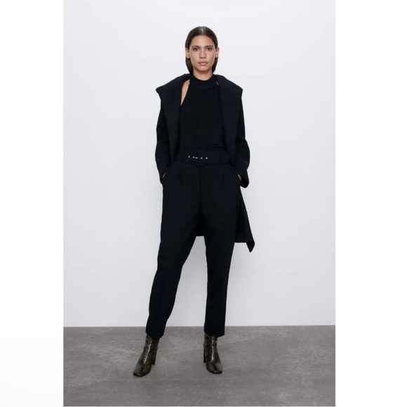 Zara black hooded wrap coat - Picture 2 of 8